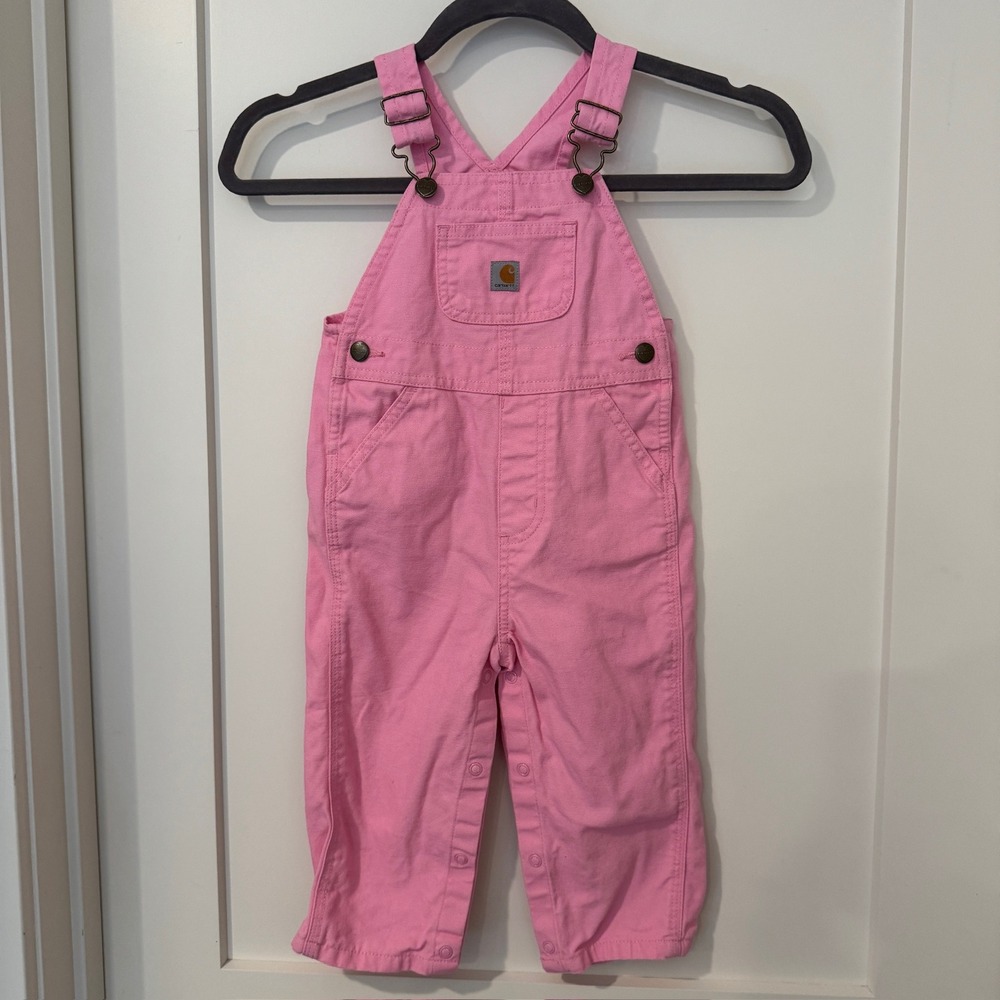 Carhartt Pink Canvas Bib Overalls Toddler Girls 18M Cotton Workwear